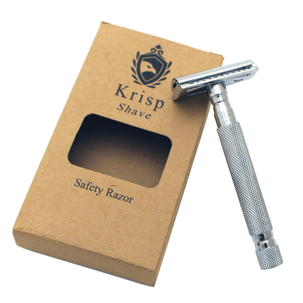 Double Edge Safety Razor for Men with 10 Blades - Stainless Steel Handle