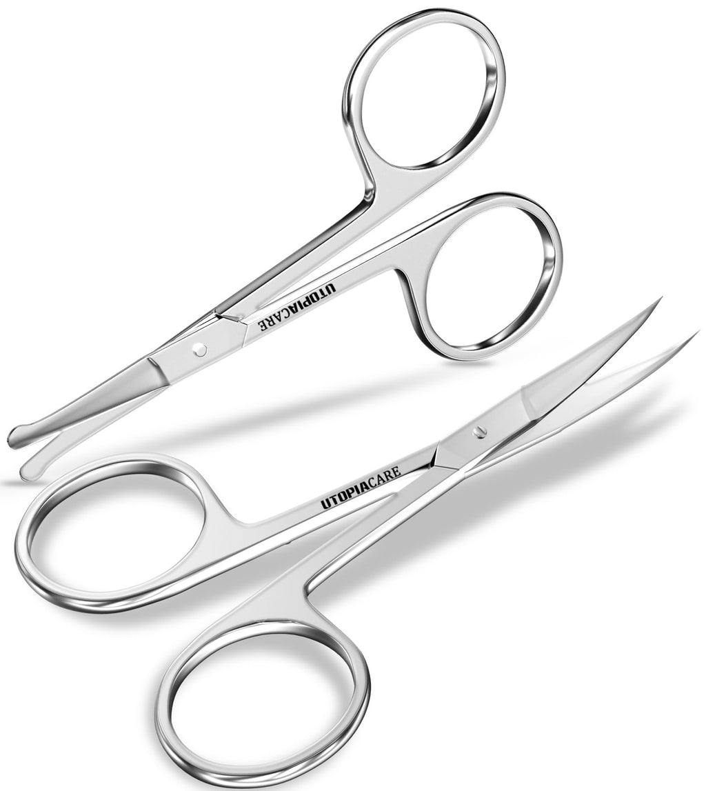 Eyebrow Scissors for Women - Pack of 2, Stainless Steel, Travel Friendly