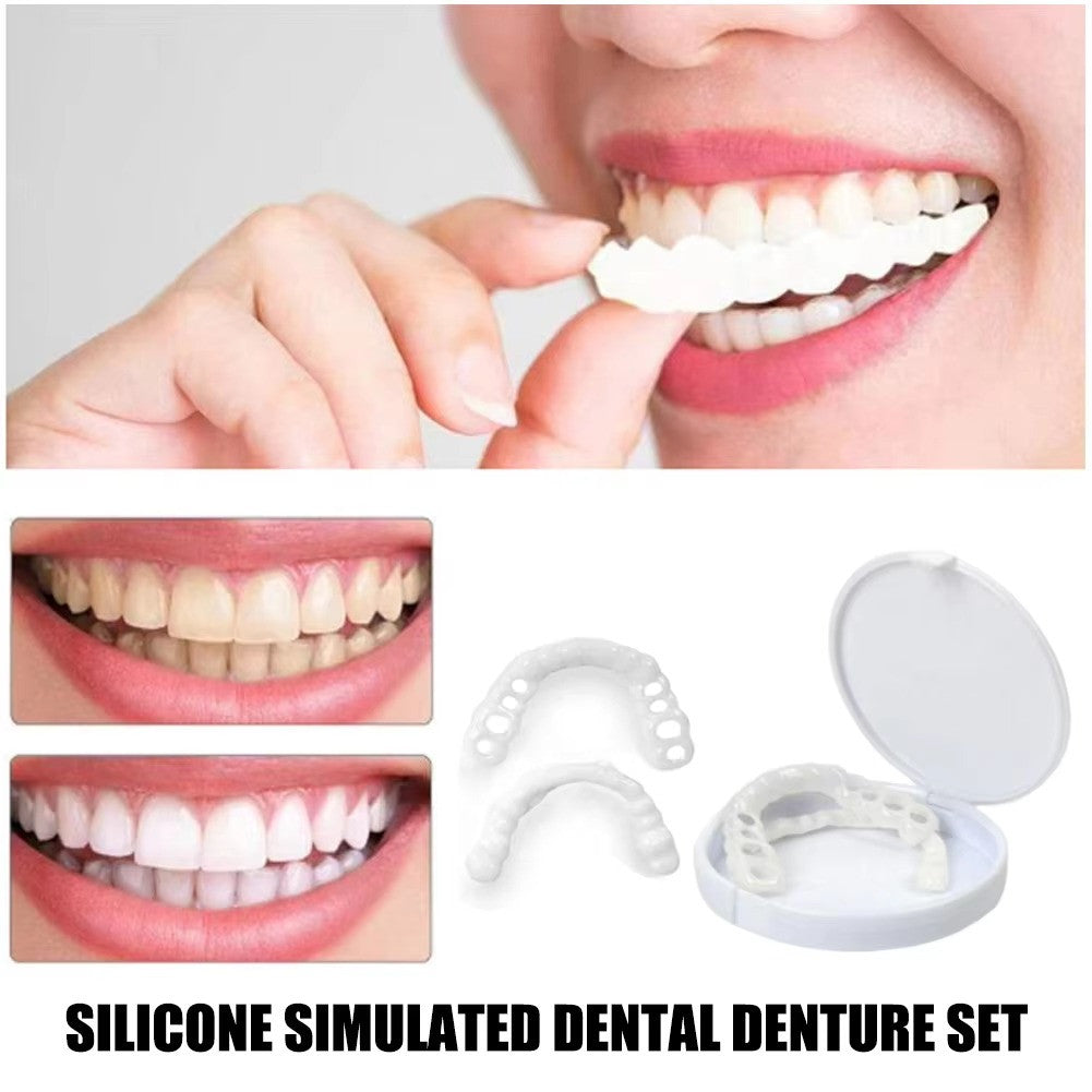 Snap-On Upper and Lower Dental Veneers Set - False Teeth Cover Silicone