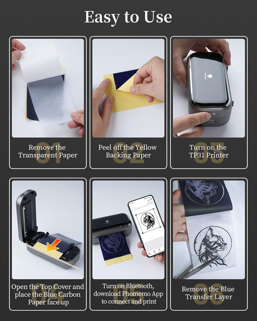 Tattoo Stencil Printer TP31 – Portable Bluetooth Thermal Printer for Tattooing
