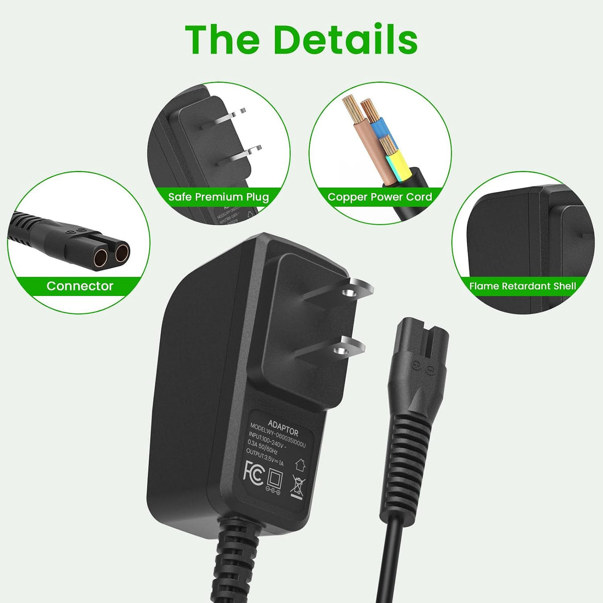 3.5V Hair Clipper Charger Compatible with Wahl 9649 Color Pro Cordless