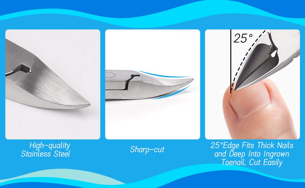 Heavy Duty Stainless Steel Toenail Clipper for Ingrown and Thick Nails