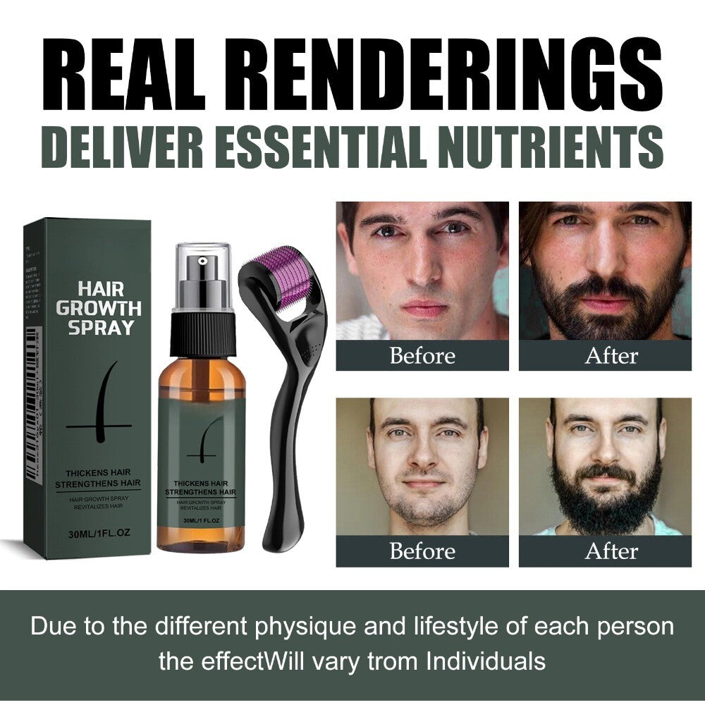 Beard Growth Kit with Serum and Derma Roller for Faster Facial Hair