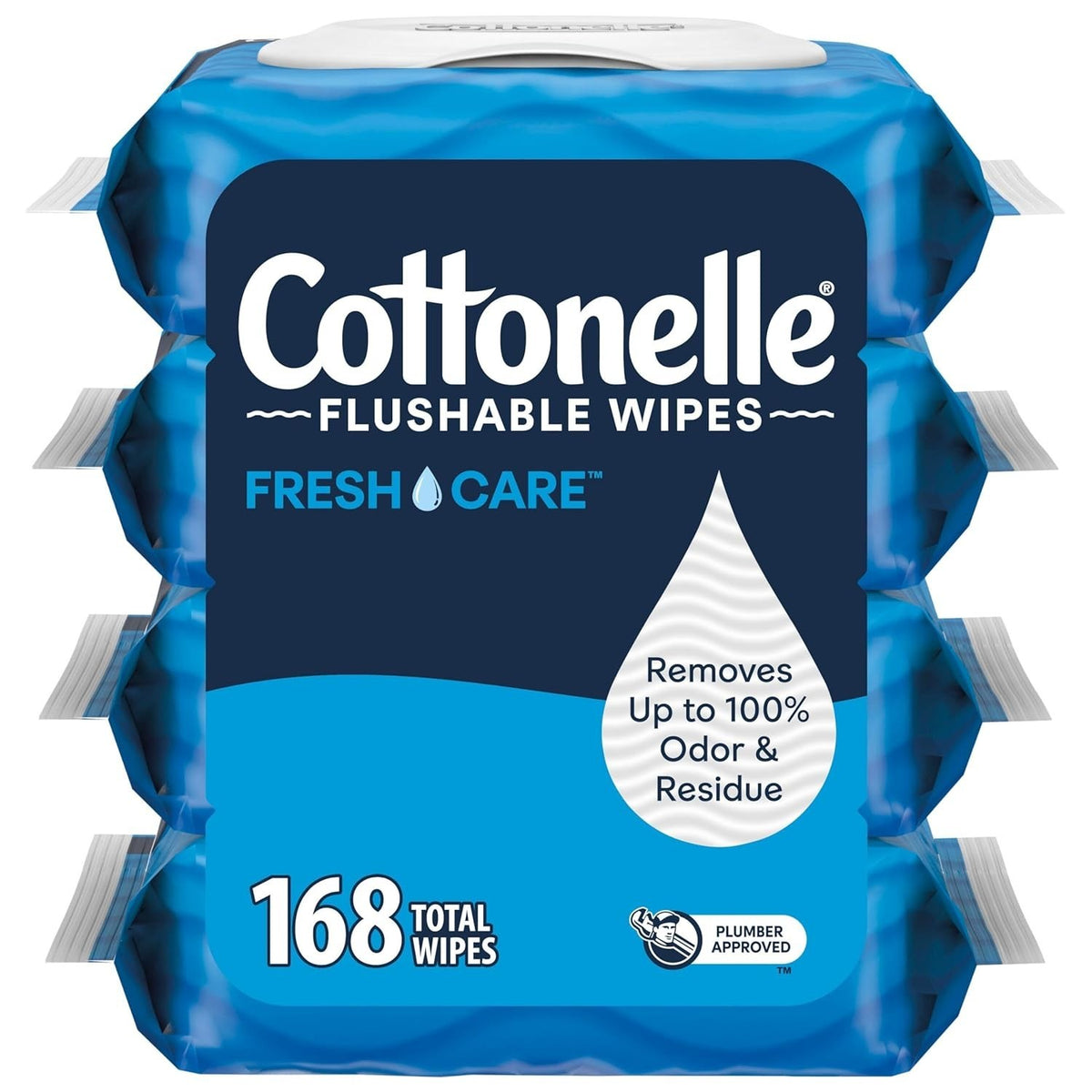 Adult Flushable Wet Wipes - 4 Flip-Top Packs, Gentle & Odor-Removing