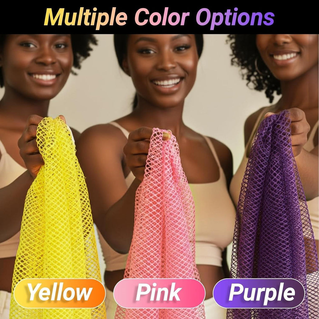African Net Sponge 3 Pieces Exfoliating Body Scrubber Loofah Bath Sponge