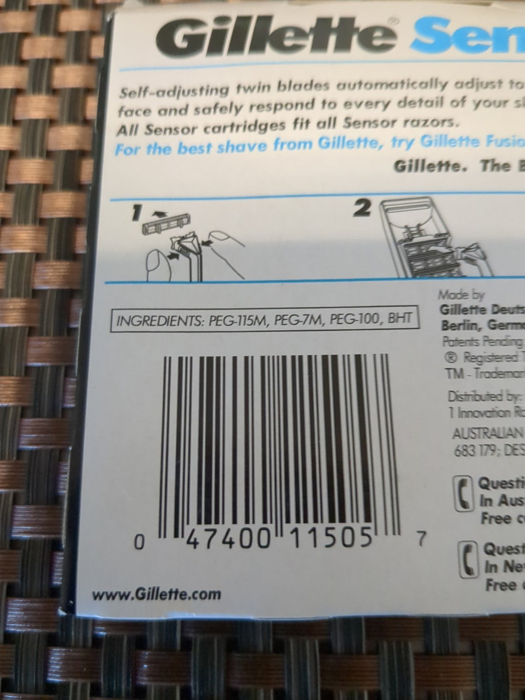 Gillette Sensor 10 Pack Self-Adjusting Twin Blade Razor Refills