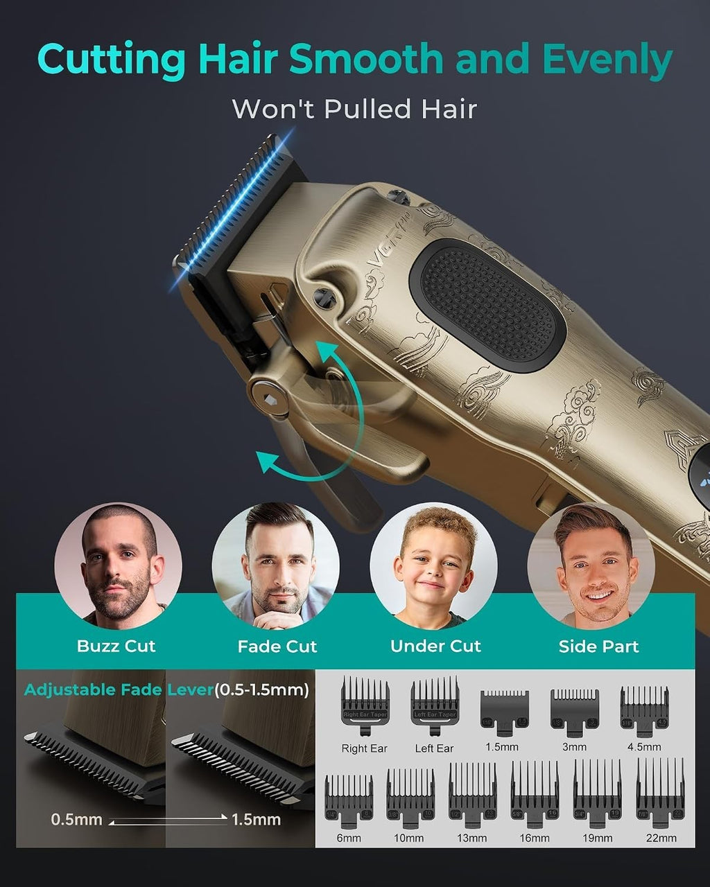 Men's Hair Clipper with Adjustable Fade & 240 Min Battery - Professional Grooming