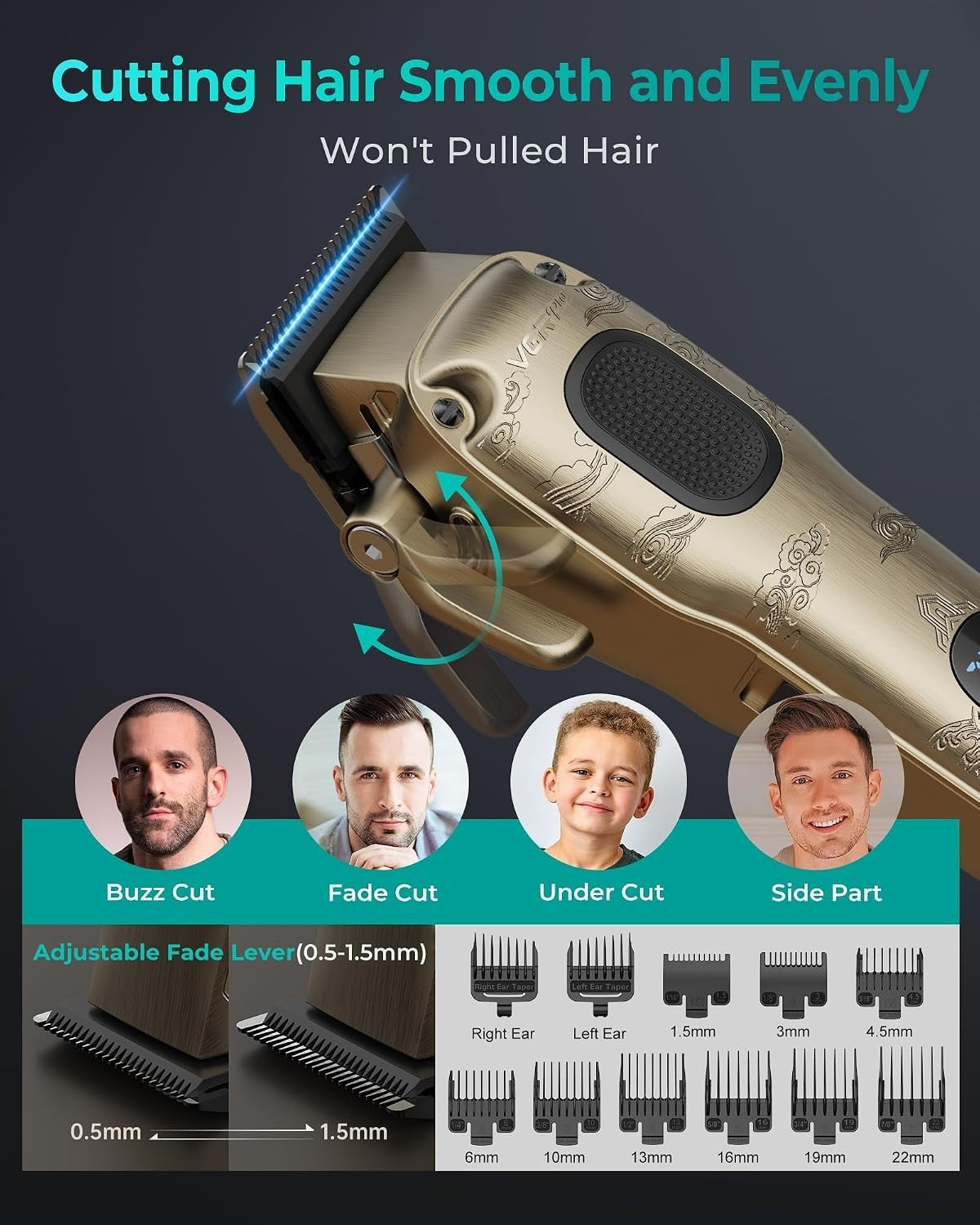 Men's Hair Clipper with Adjustable Fade & 240 Min Battery - Professional Grooming