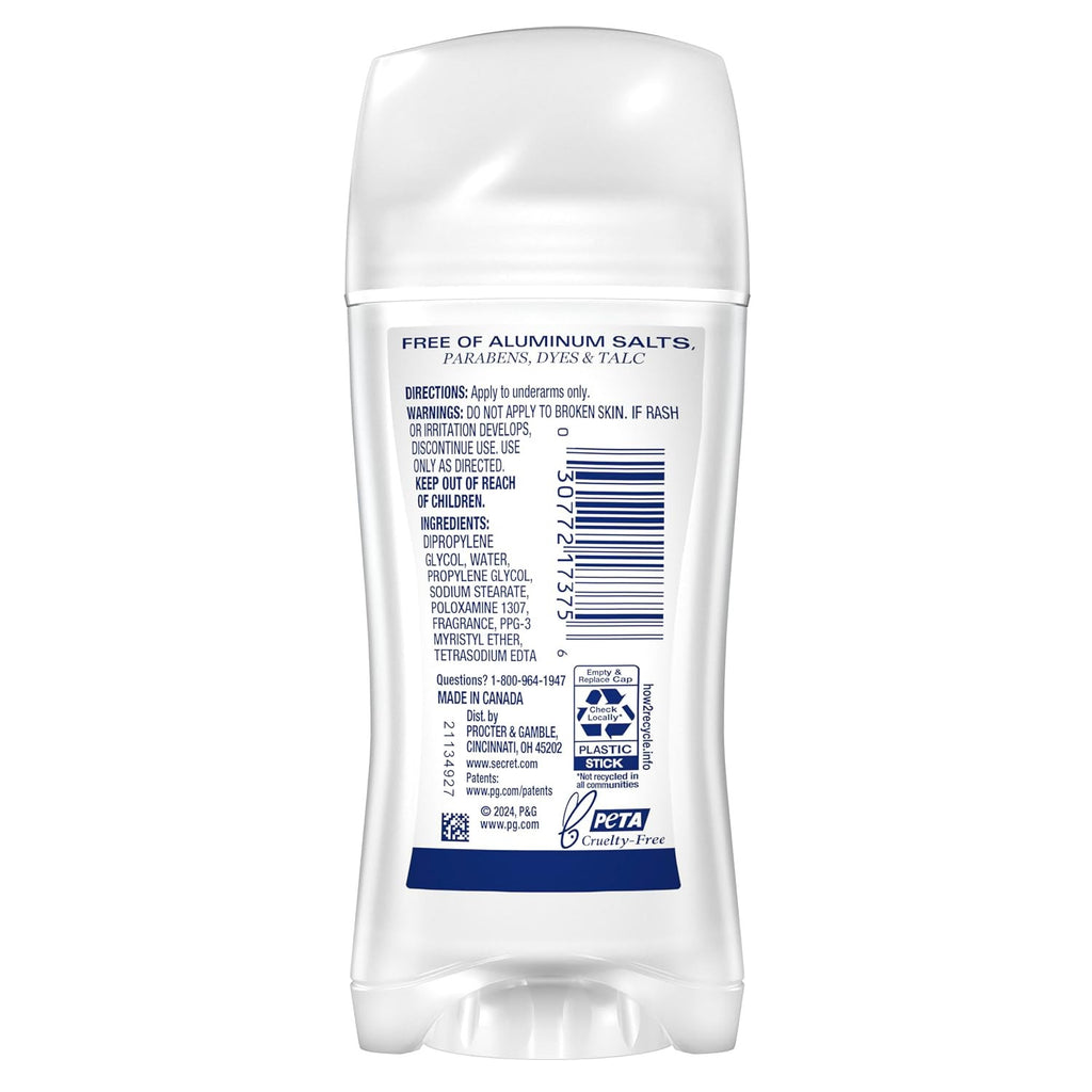 Secret Clear Ocean Aluminum Free Deodorant 48Hr Odor Protection 2.4oz