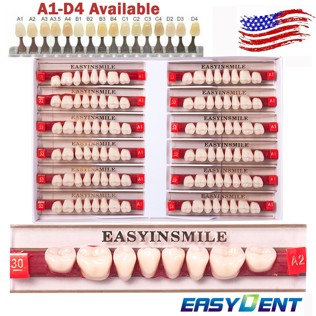 Dental Acrylic Resin Teeth Set for Dentures - Full Upper & Lower Options