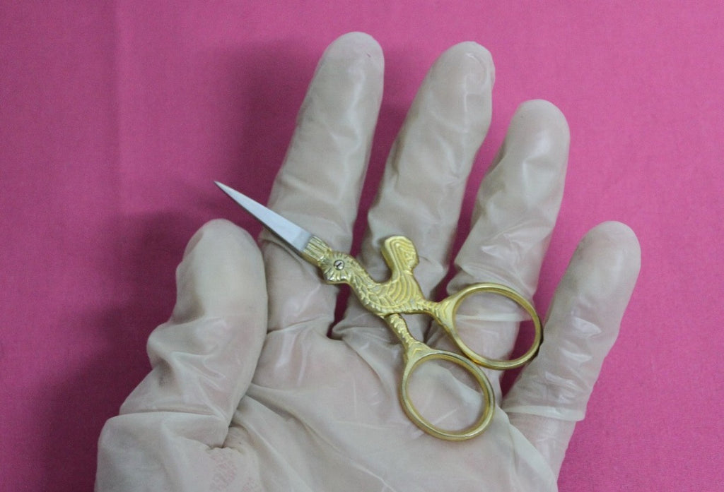 Gold Plated Embroidery Scissors 3.5 Inch Stork Design for Needlework