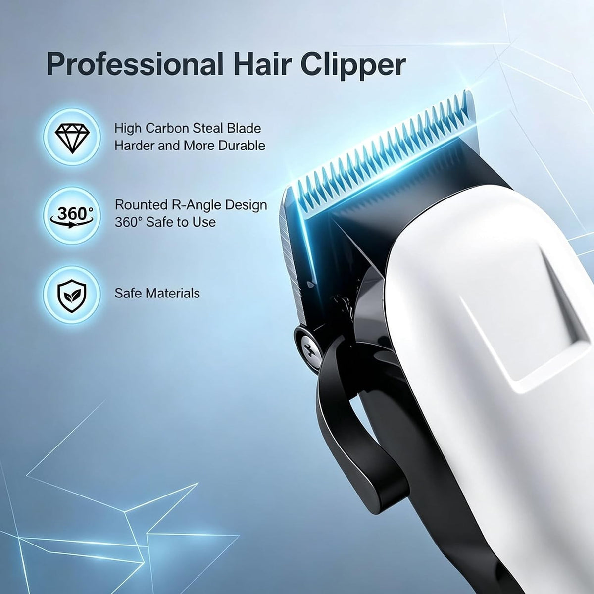 Professional Cordless Hair Clippers for Men - High-Torque Trimmer with Adjustable Lengths