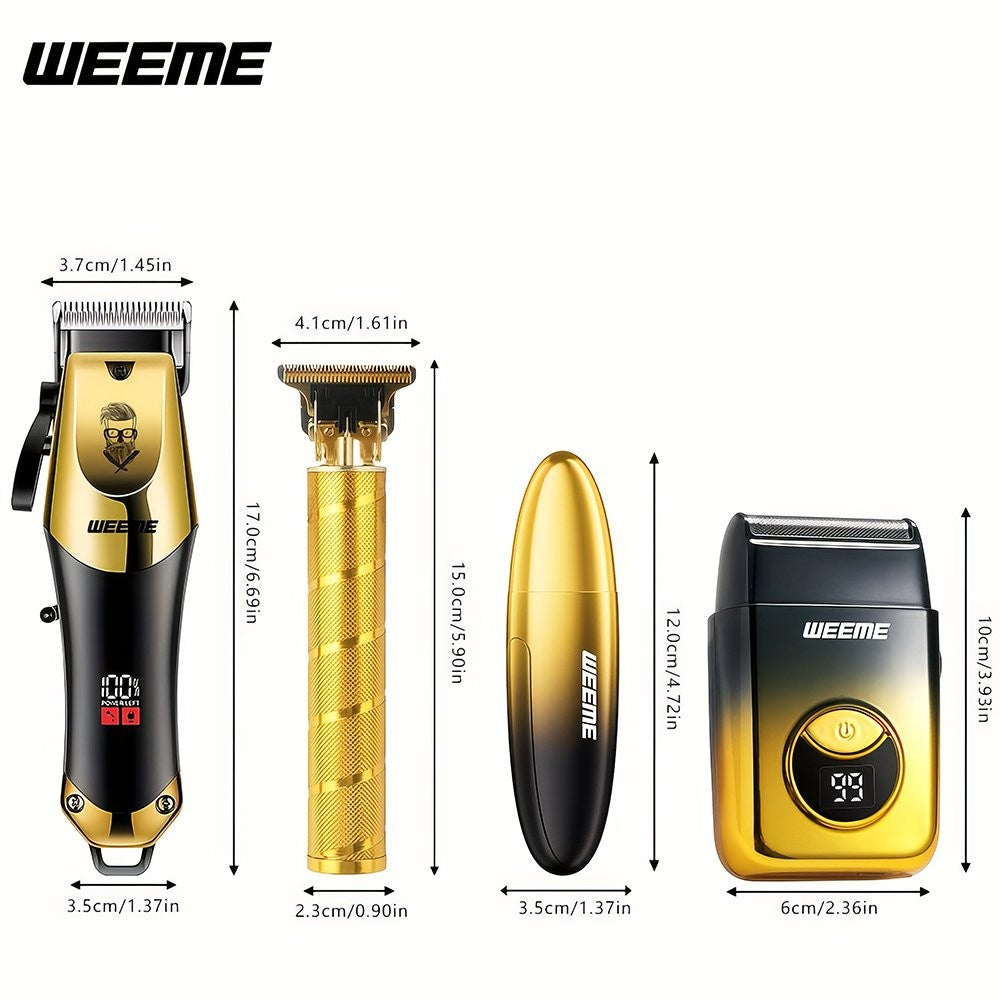 4 in 1 Men's Hair Clippers and Beard Trimmer Set with Multiple Attachments