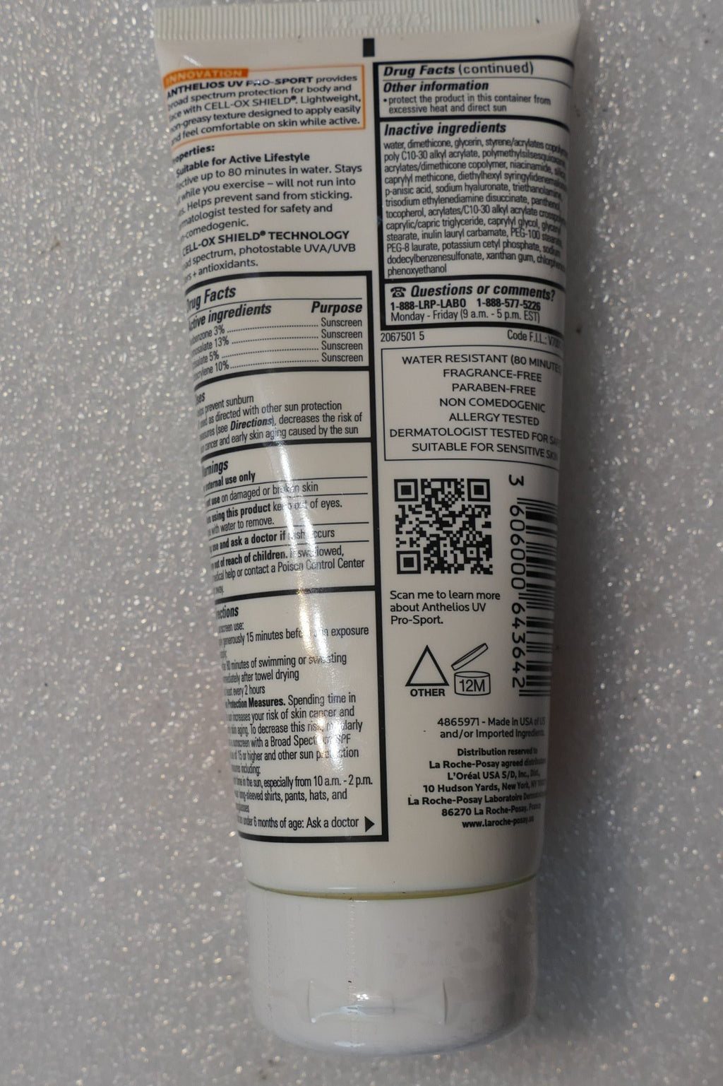 La Roche-Posay UV Pro Sport Body Sunscreen SPF 50 - 6.76 fl oz, Water-Resistant