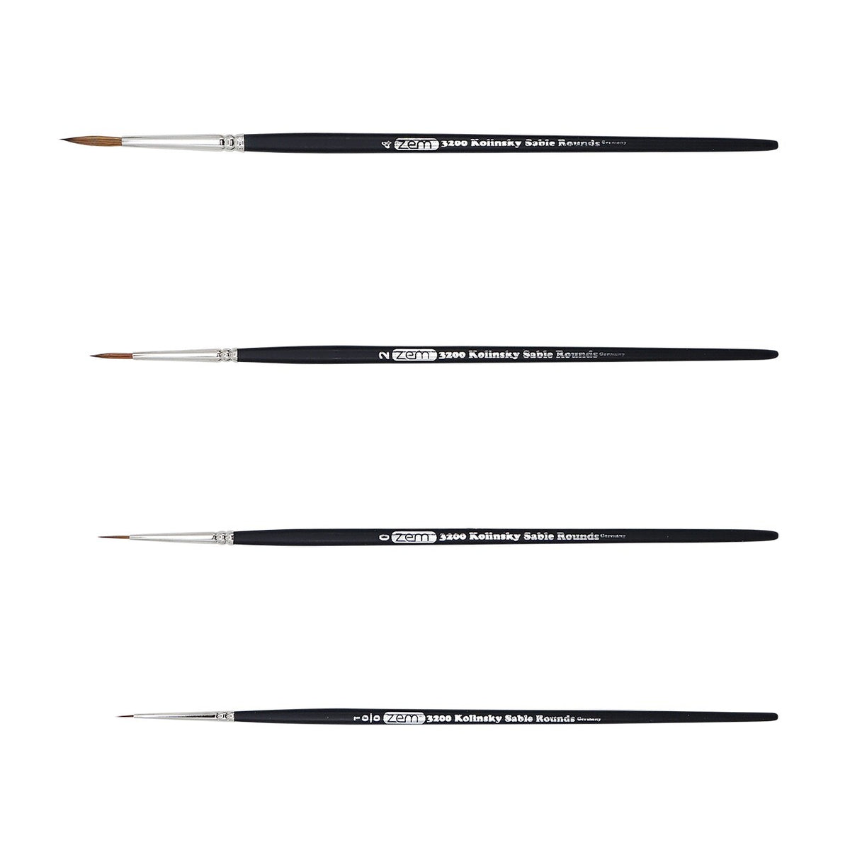 Kolinsky Sable Artist Paint Brush Set - Detail Rounds, 4-Piece