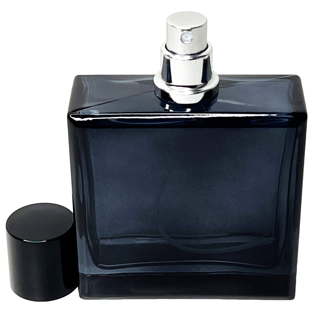 Refillable 100ml Blue Glass Square Perfume Spray Bottle for Decanting
