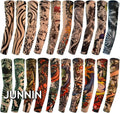 Premium 20-Pack UV Protection Arm Sleeves - Temporary Tattoo Style, Stretchy Unisex