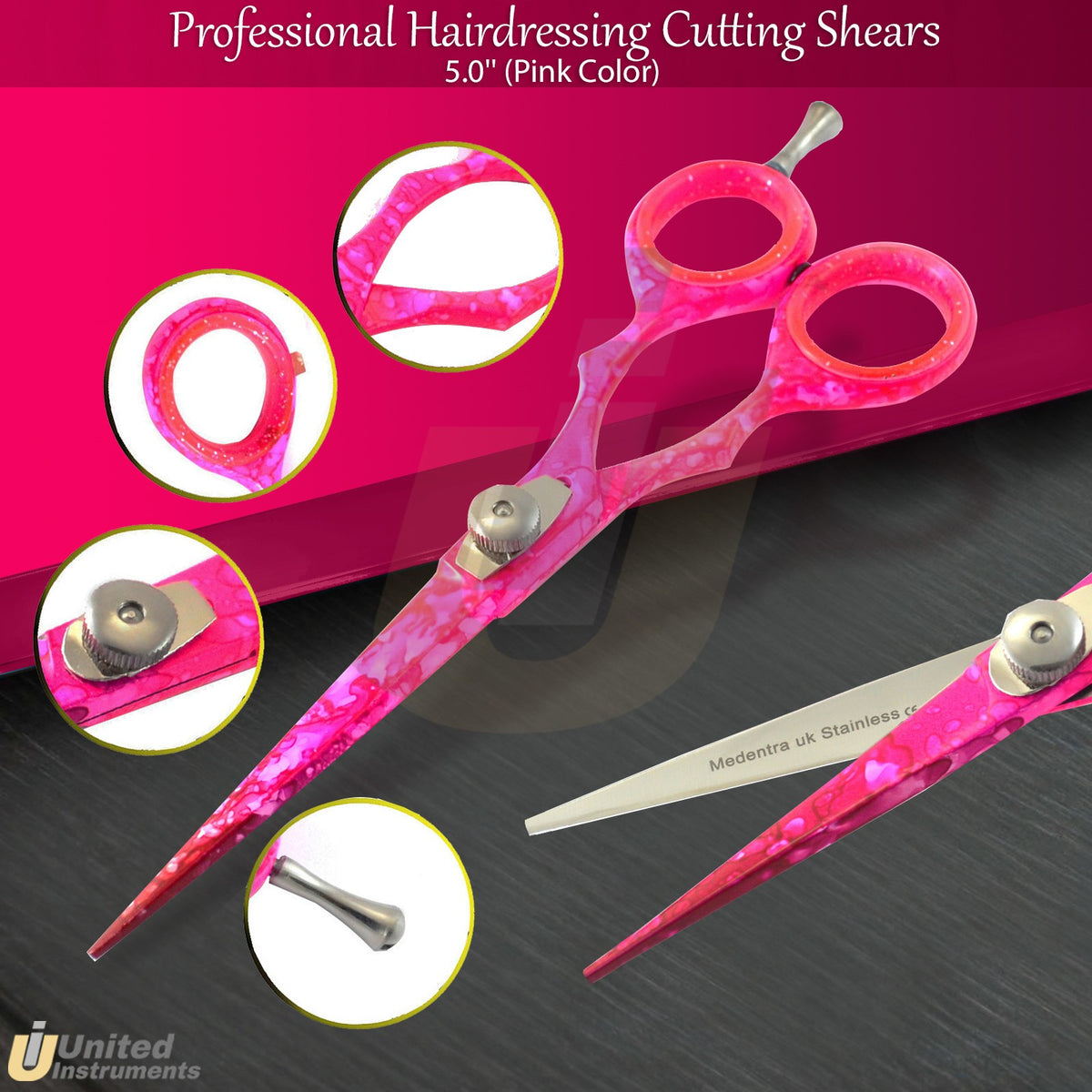 Professional Hair Cutting Scissors 5.0'' Pink Color High Carbon Steel