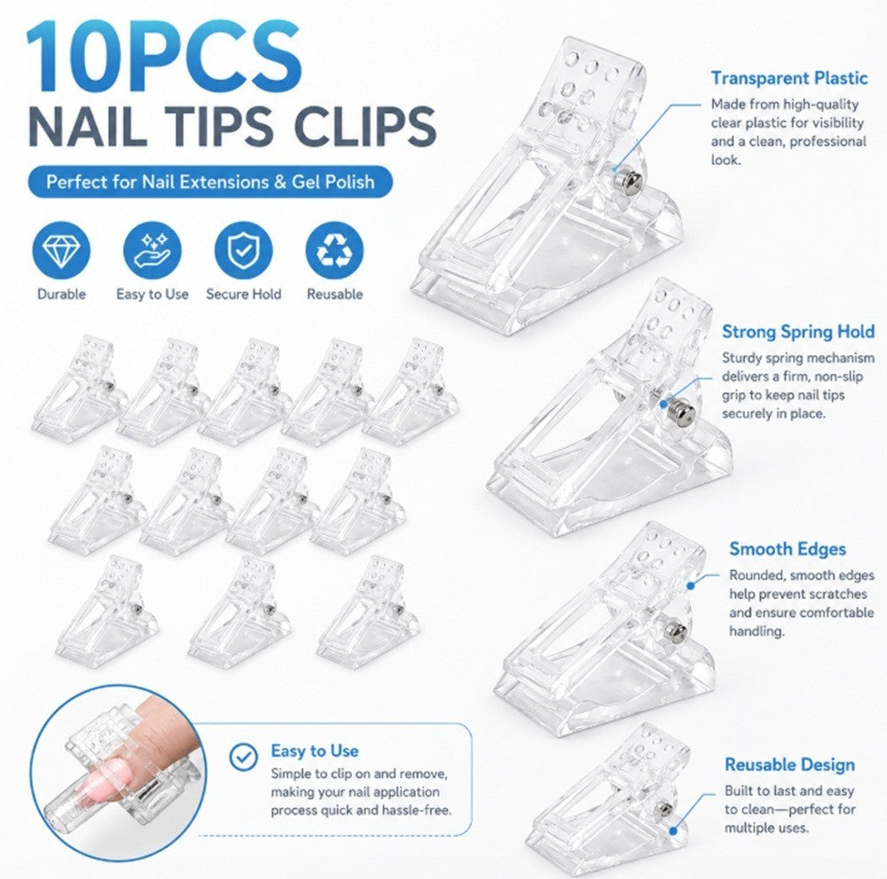 10 Pack Nail Tip Clipper Set for DIY Gel Extensions & manicures