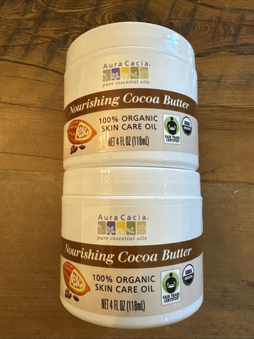 Organic Cocoa Butter 4oz - Nourishing Skin Moisturizer, Pack of 2