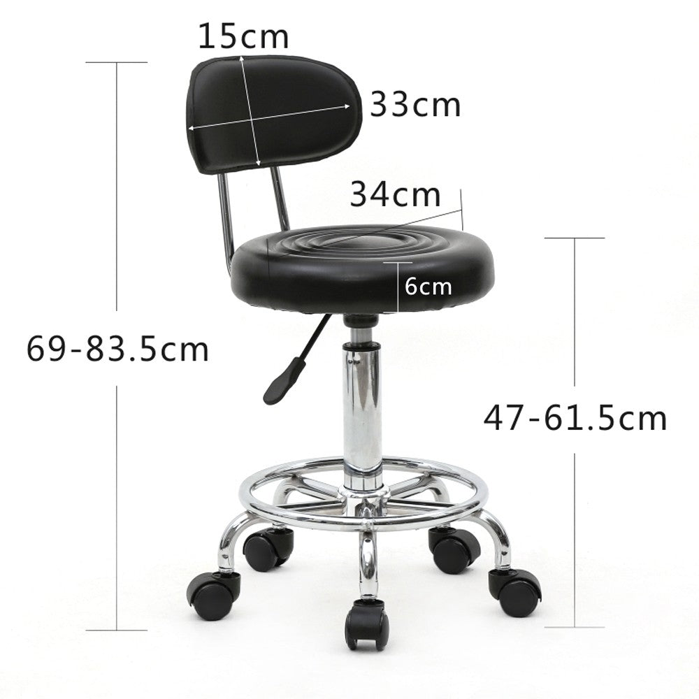 Adjustable Hydraulic Salon Stool with Backrest - Swivel Garage Chair
