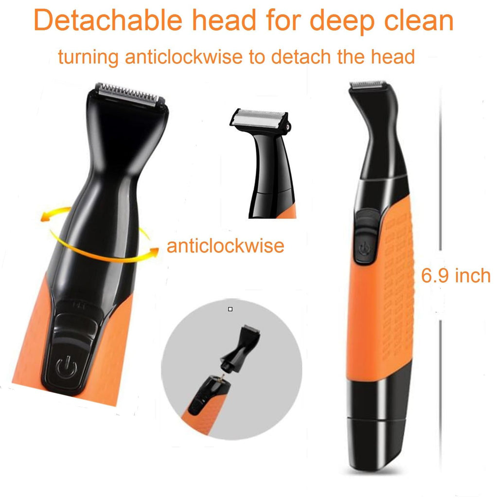 Men's Pubic Hair Trimmer with Dual Attachments, Waterproof & Portable
