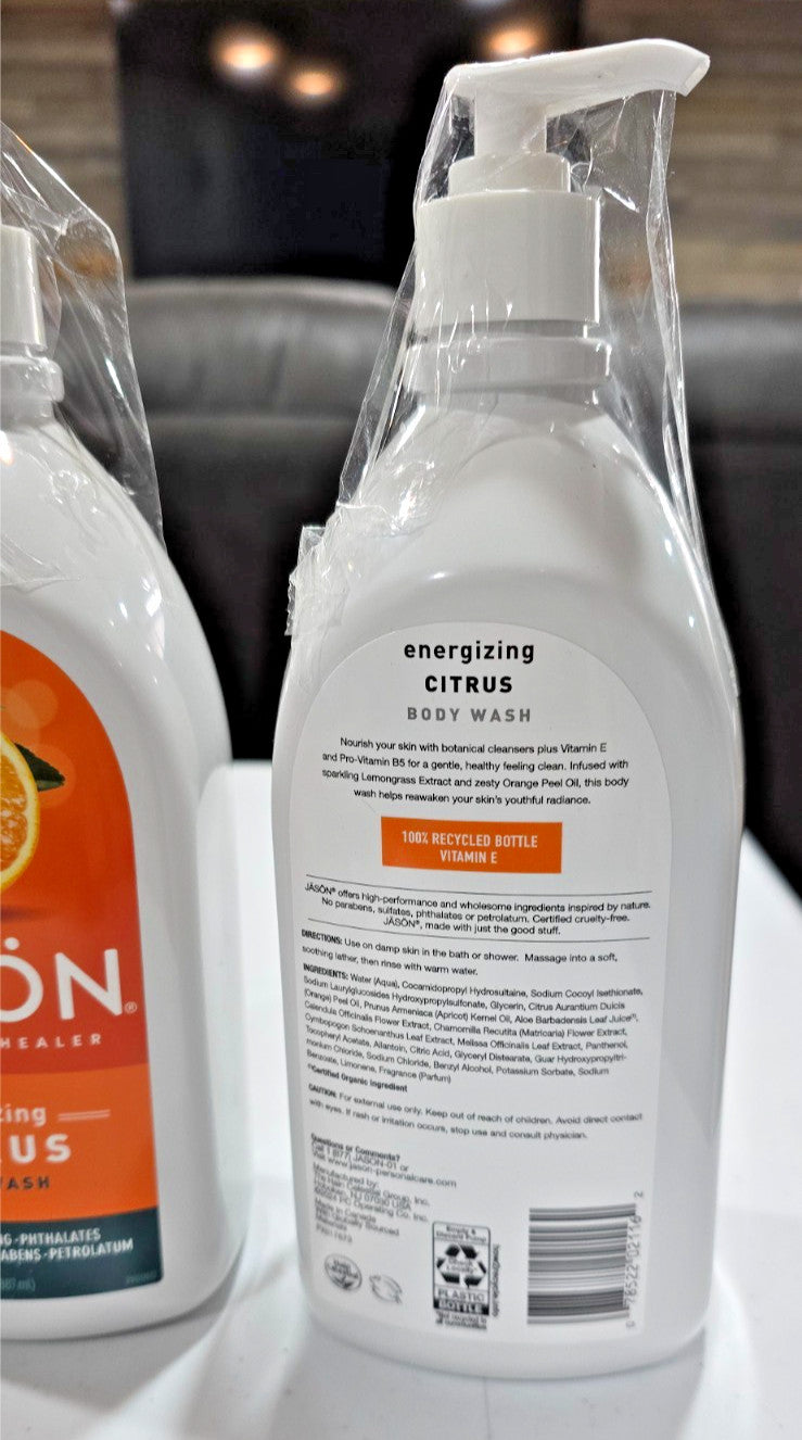 2 Pack Energizing Citrus Body Wash - Refreshing Orange Scent, 30 fl oz