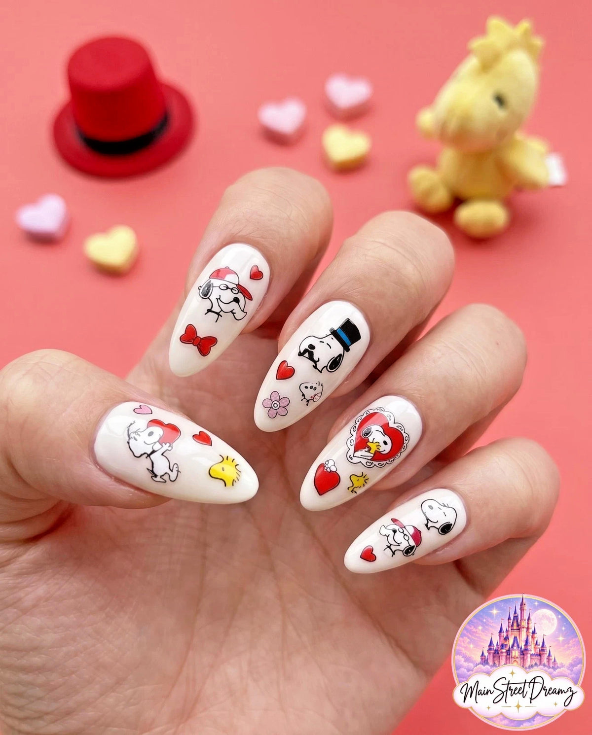 Snoopy Valentines Day 3D Nail Art Stickers - Peanuts Nail Decals