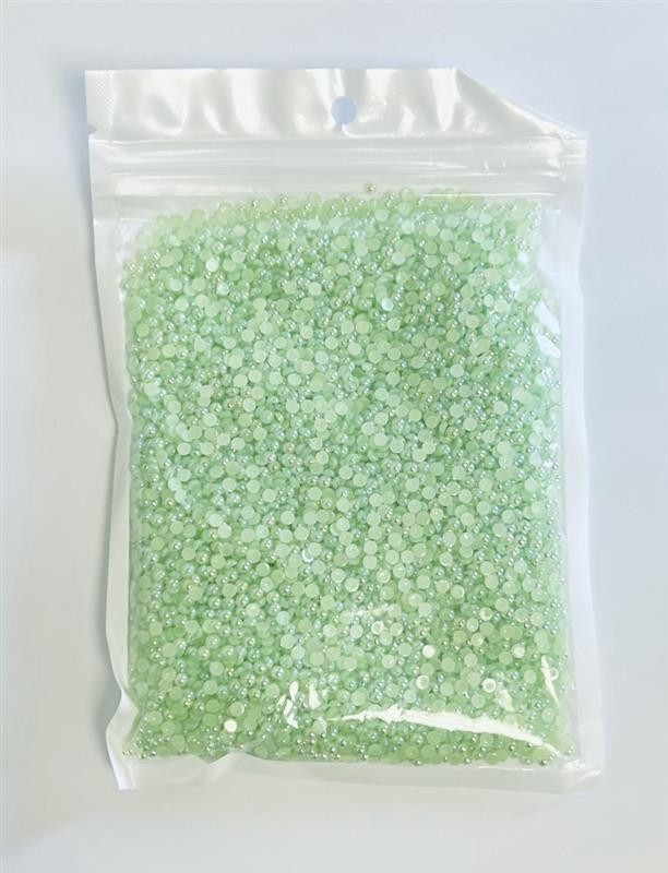 Pastel Green Peach and Blue Resin Half Pearl Crafting Gems 3mm Set