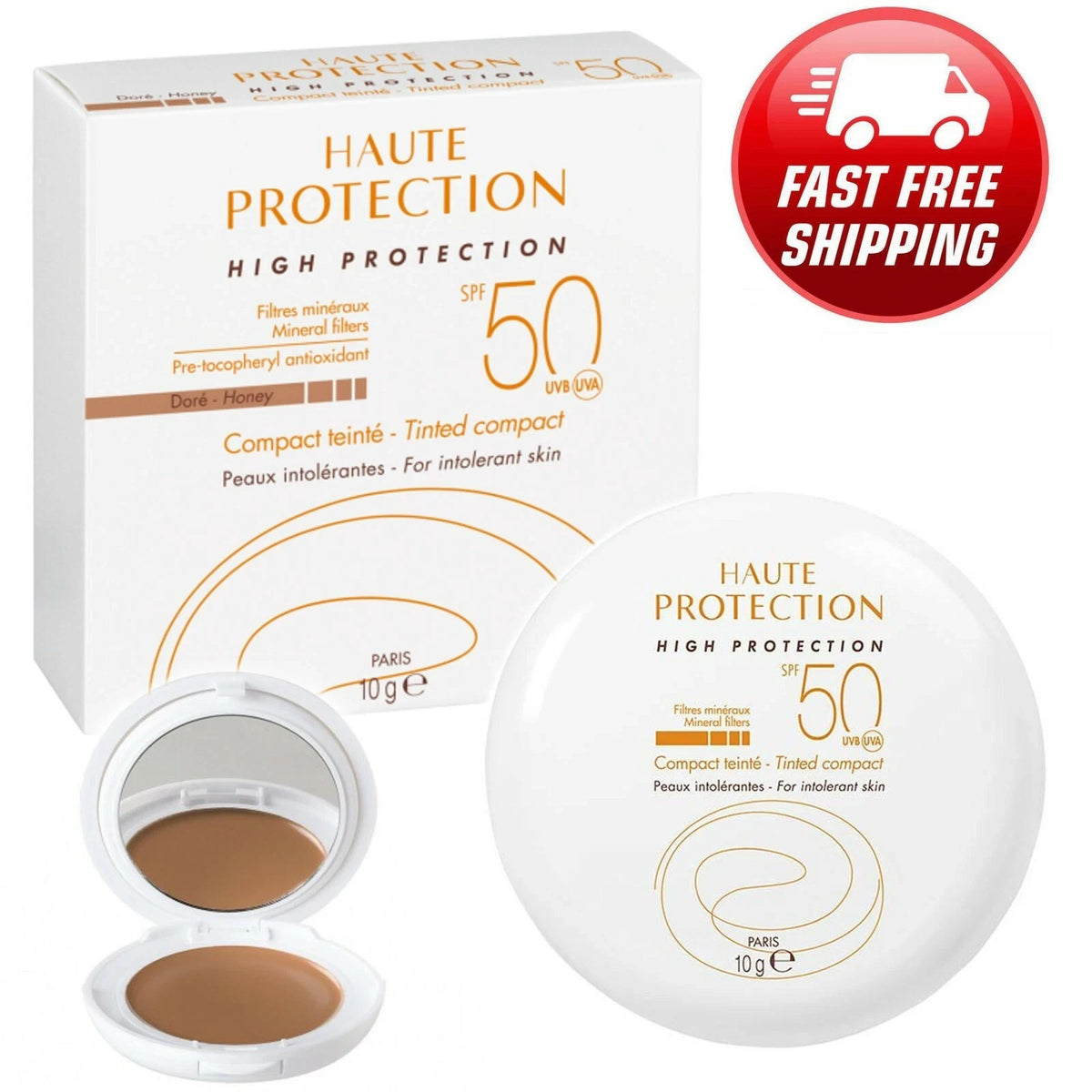 High SPF 50 Tinted Compact Sunscreen with Mineral Filters - Honey 10g