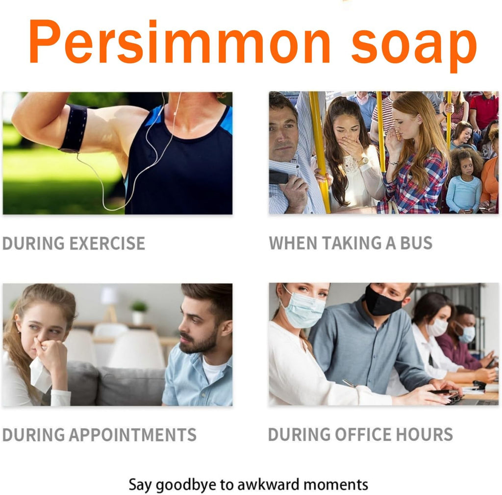 Persimmon Deodorant Soap Bar for Body Odor Control - Natural & Organic, 2-Pack