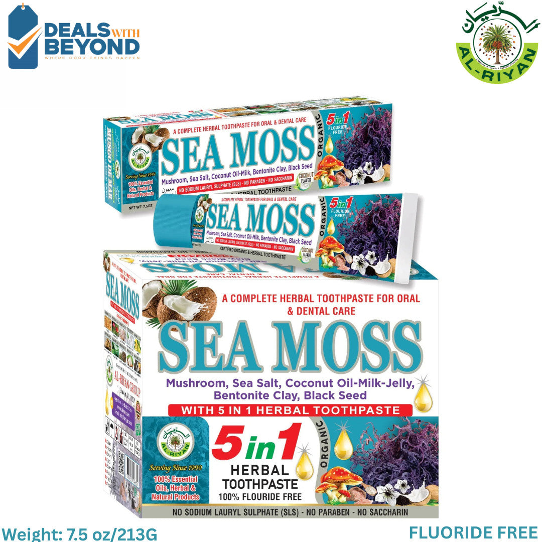 Organic Sea Moss Herbal Toothpaste Pack of 3 Fluoride-Free Natural Oral Care