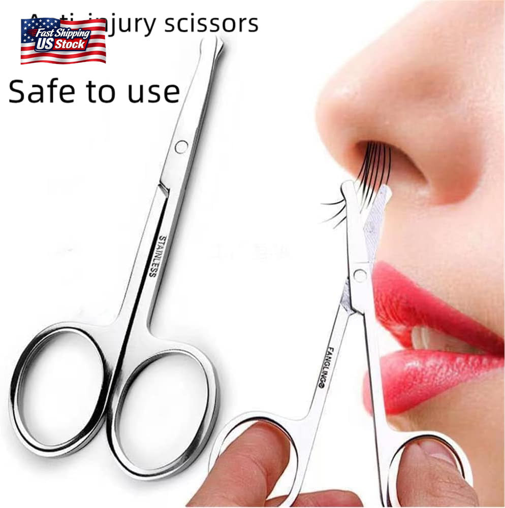 Small Curved Scissors 3.5 Inch for Facial Hair Grooming Eyebrows Nose & Ears
