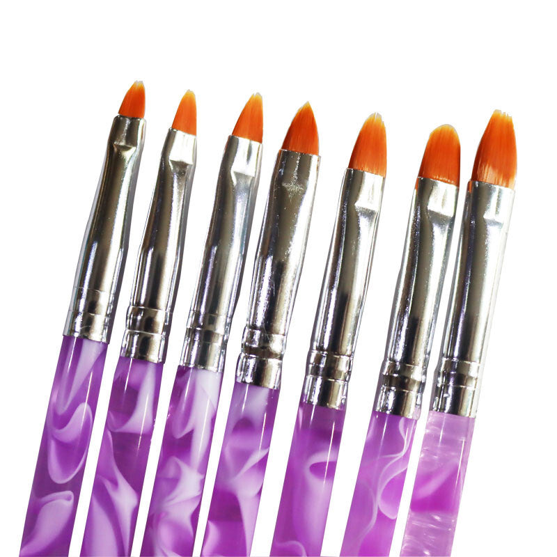 7-Piece Acrylic Nail Art Pen Set with Round Head Brushes for UV Gel & French Nails