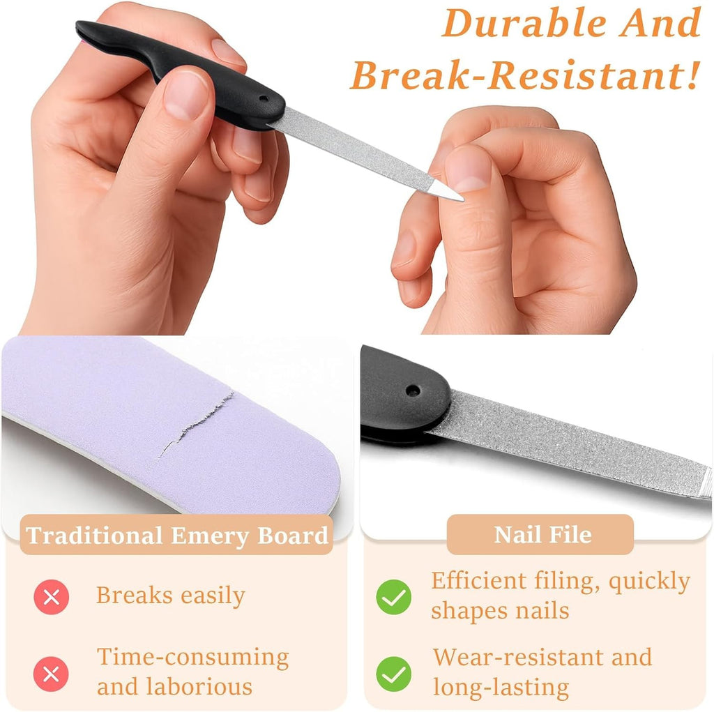 4-Pack Stainless Steel Foldable Nail Files - Double-Sided Manicure Tools