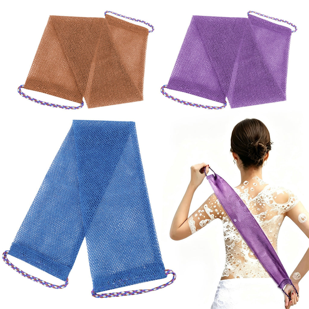African Exfoliating Shower Net - 3 Pack Back Scrubber Towels for Deep Skin Cleansing