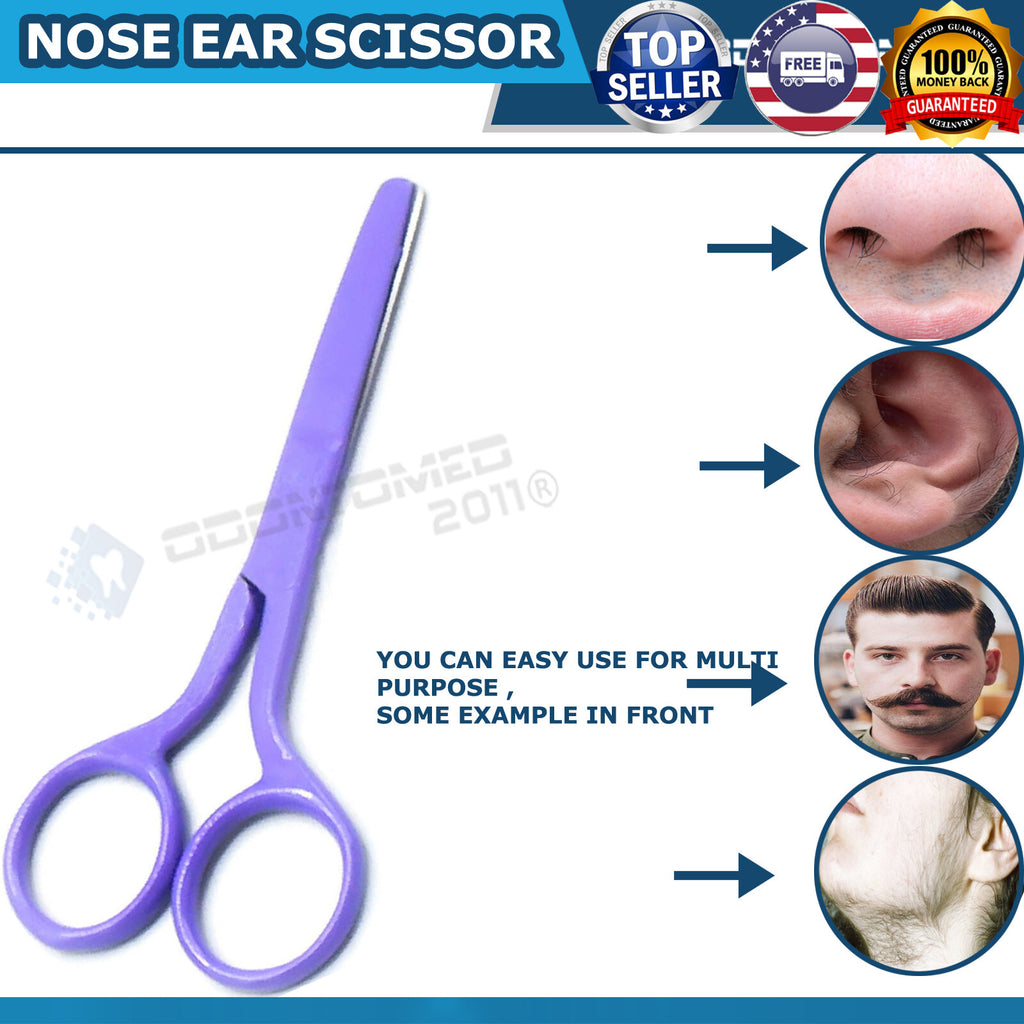 6 Pieces Facial Nose Ear Hair Remover Scissors with Safety Tips - Purple