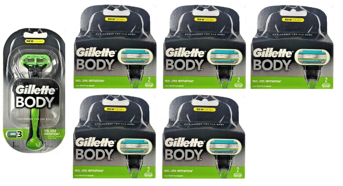 Gillette Body Razor Handle with 11 Powerglide Cartridges - Men's Grooming