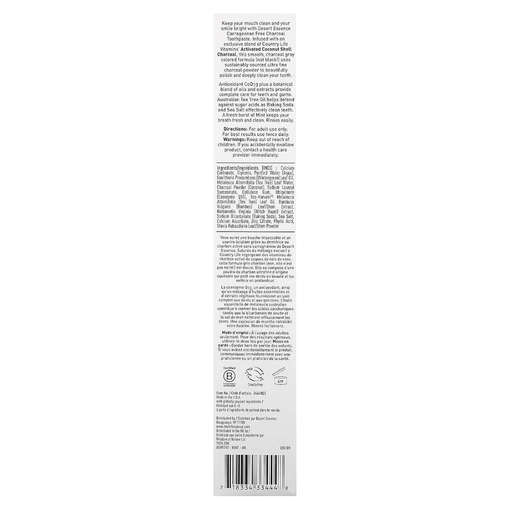 Activated Charcoal Toothpaste with Fresh Mint - Natural Whitening & Detox, 6 Pack