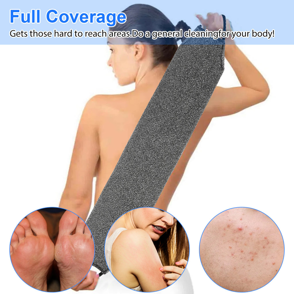 Exfoliating Back Scrubber Towel - Stretchable Body Wash Cloth for Shower & Bath