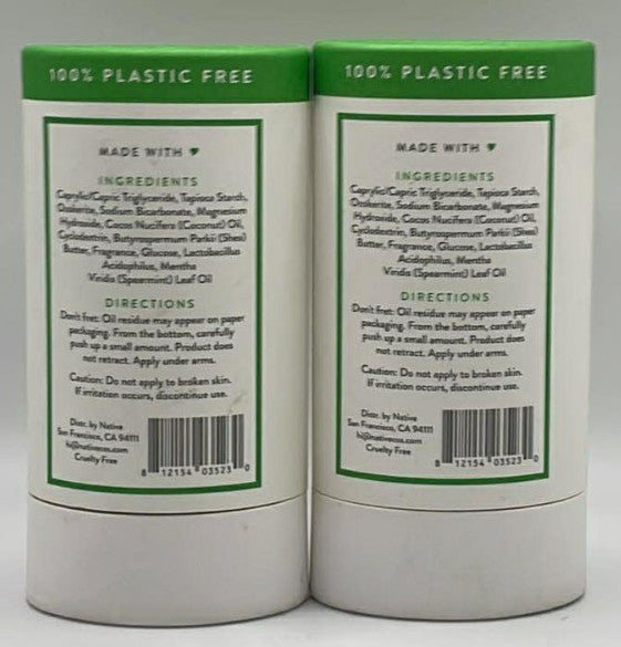 Native Deodorant Stick 2.65 OZ Cucumber & Mint - 2 Pack Aluminum Free