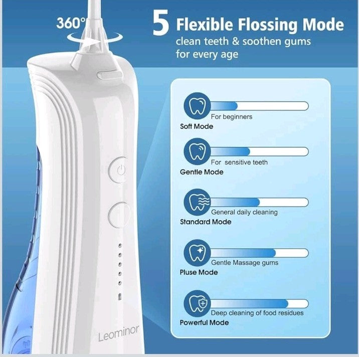Cordless Water Flosser - 5 Modes Portable Oral Irrigator for Deep Dental Cleaning