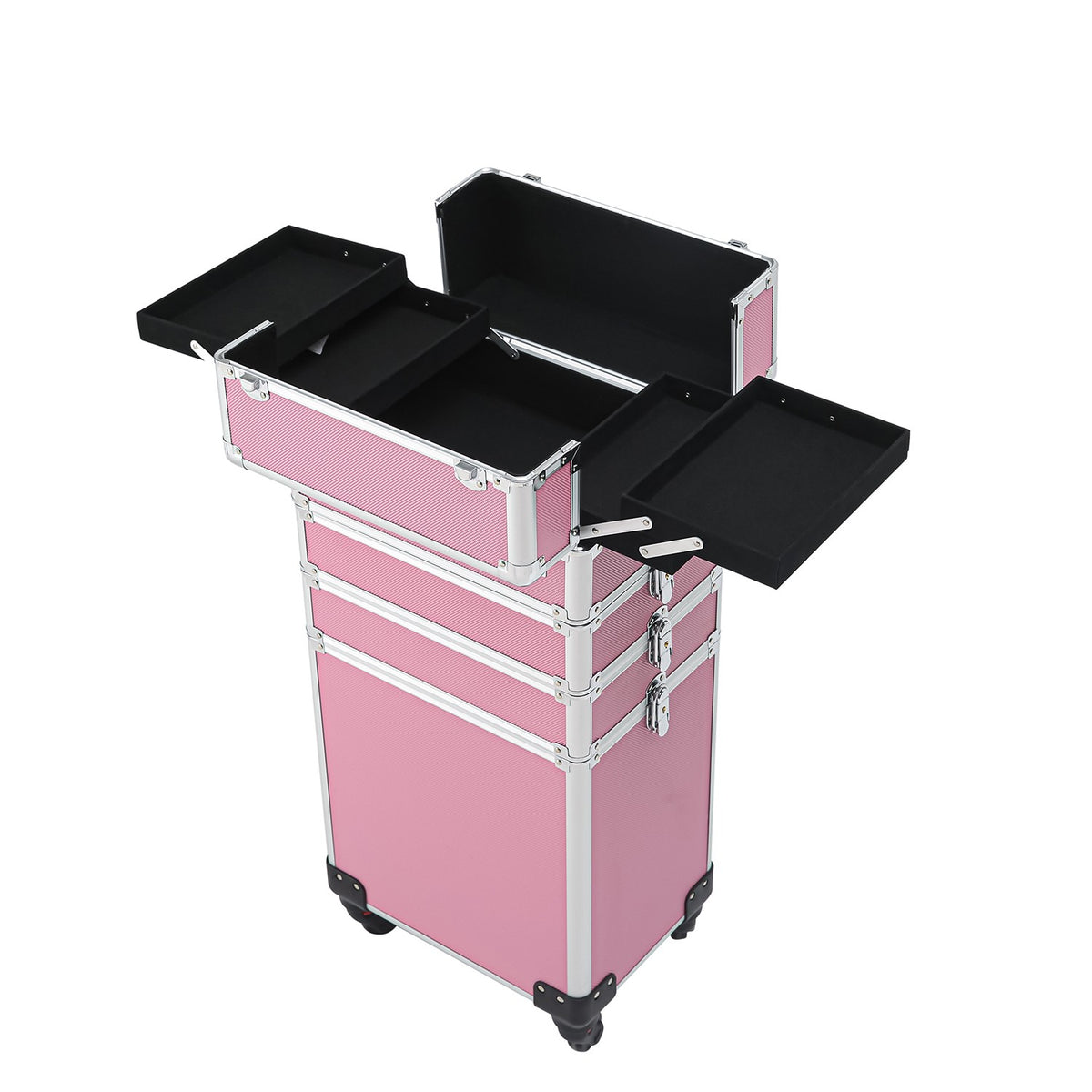 4-in-1 Makeup Case Portable Cosmetic Storage Trolley Box