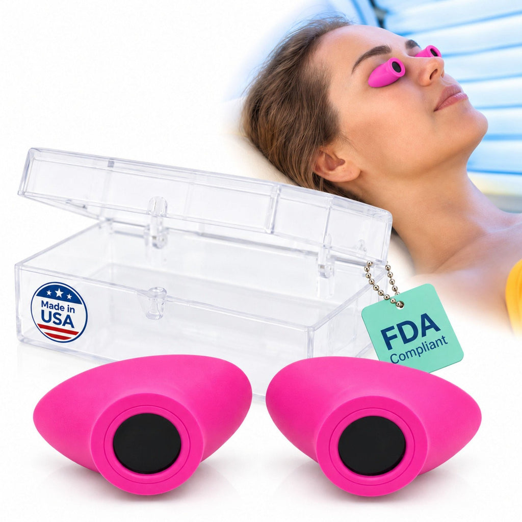 Pink UV Eye Protection Goggles for Tanning Beds - Slim, Strapless, FDA Compliant