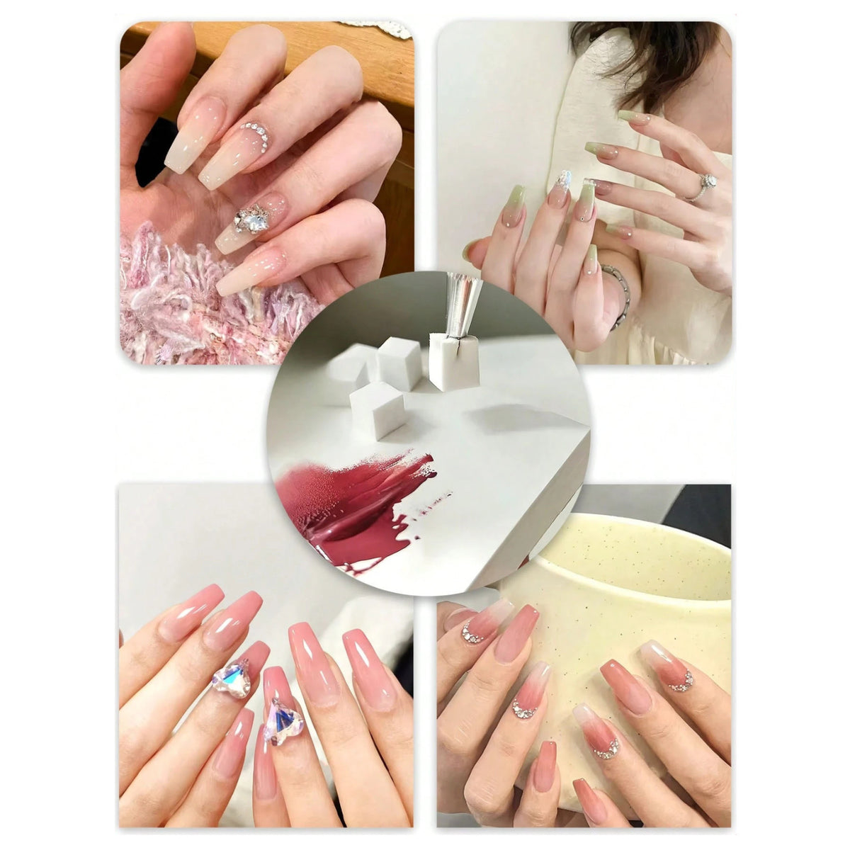 Nail Art Soft Sponges Set with Metal Grabber Pen for Ombre & Aura Nail Designs