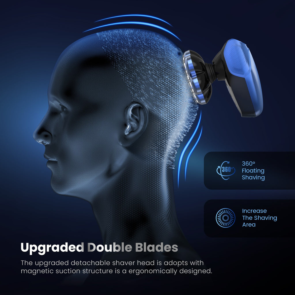 7D Rotary Electric Shaver for Men - Cordless Waterproof Bald Head Razor & Trimmer