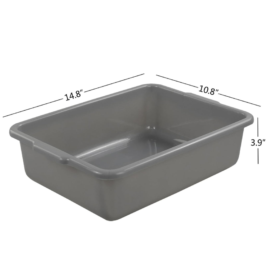8L Plastic Bus Tubs 4-Pack with Side Handles - Commercial Storage Containers
