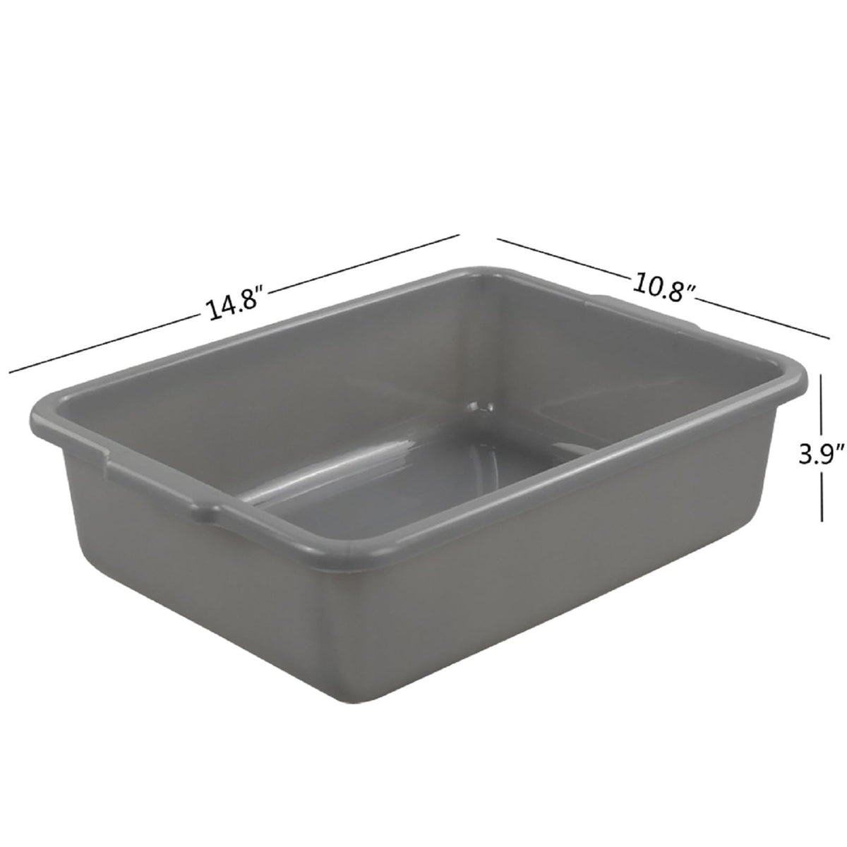 8L Plastic Bus Tubs 4-Pack with Side Handles - Commercial Storage Containers