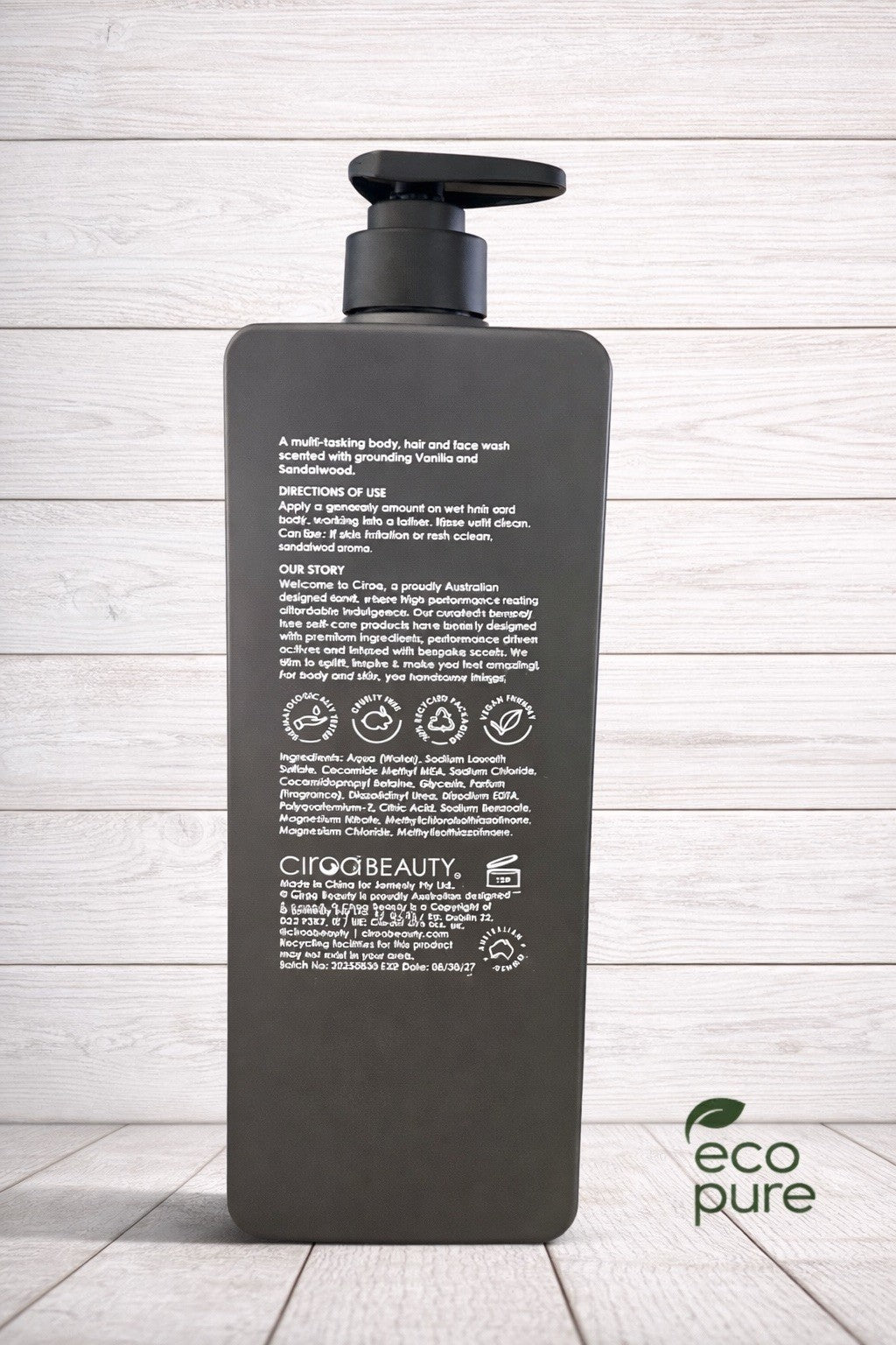 Vanilla Sandalwood 3-in-1 Face Body Hair Wash - Large 33.8 Oz