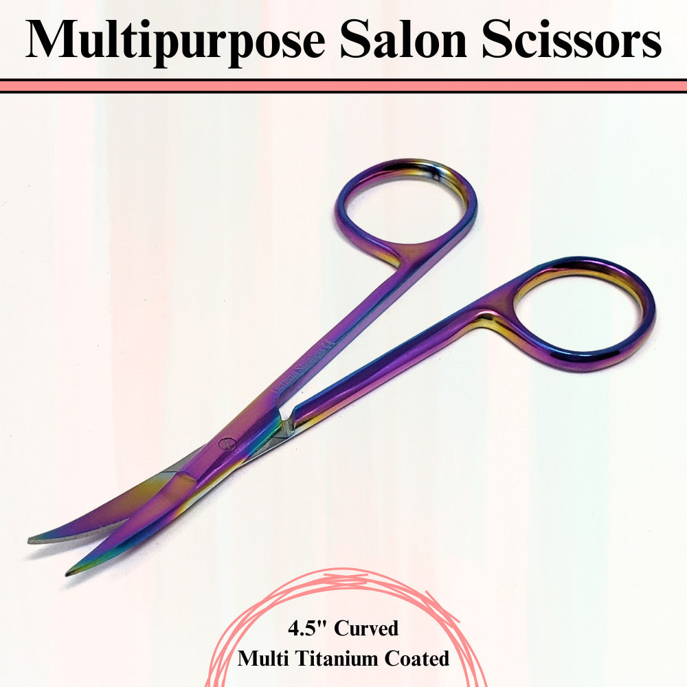Stainless Steel Curved Hair Cutting Shears 4.5" Salon Grooming Scissors